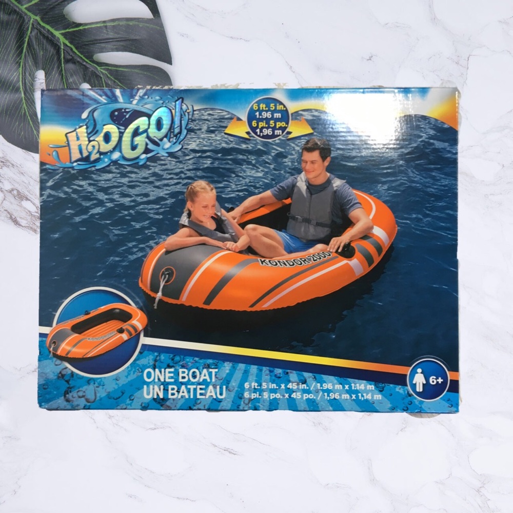 6 FEET! Kondor 2000 Inflatable Boat 2 Person Raft!